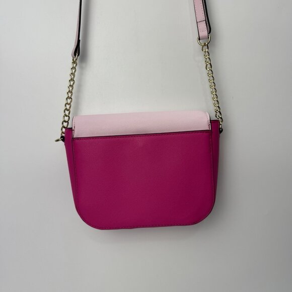 Trina Turk ColorBlock Crossbody Purse‎ Bag Light Pink Fuchsia Metal Chain - Picture 6 of 16